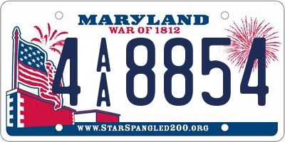 MD license plate 4AA8854