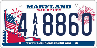 MD license plate 4AA8860