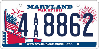 MD license plate 4AA8862