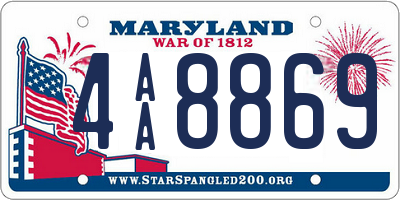 MD license plate 4AA8869