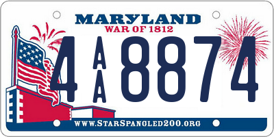 MD license plate 4AA8874