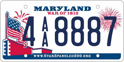 MD license plate 4AA8887