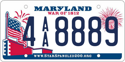 MD license plate 4AA8889