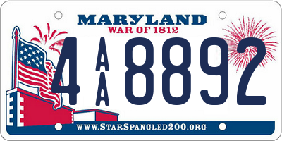 MD license plate 4AA8892