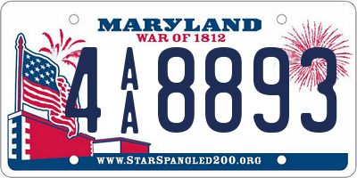 MD license plate 4AA8893