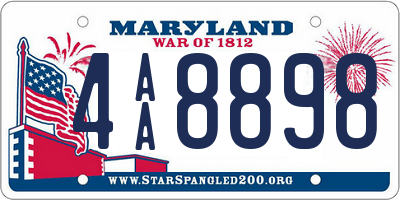 MD license plate 4AA8898