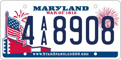 MD license plate 4AA8908