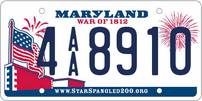 MD license plate 4AA8910