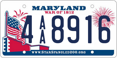 MD license plate 4AA8916