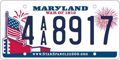 MD license plate 4AA8917
