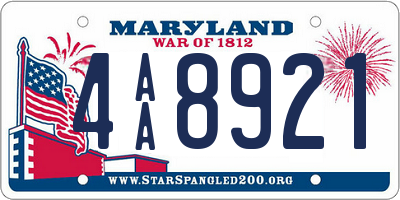 MD license plate 4AA8921