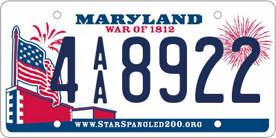 MD license plate 4AA8922