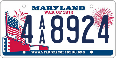 MD license plate 4AA8924