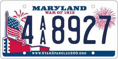 MD license plate 4AA8927