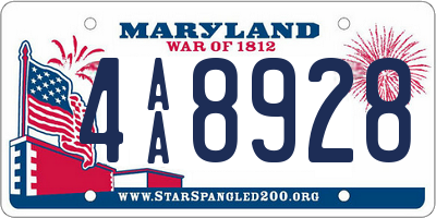 MD license plate 4AA8928