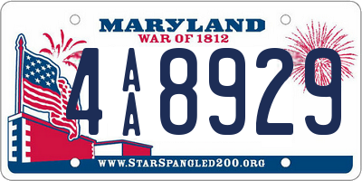 MD license plate 4AA8929