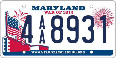 MD license plate 4AA8931