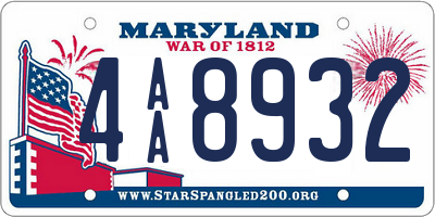 MD license plate 4AA8932