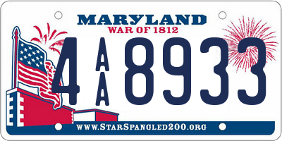 MD license plate 4AA8933