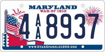 MD license plate 4AA8937