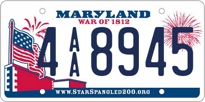 MD license plate 4AA8945