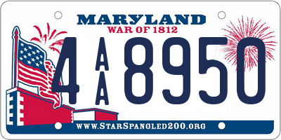 MD license plate 4AA8950