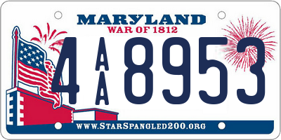 MD license plate 4AA8953