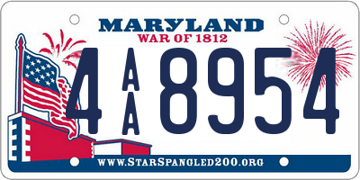 MD license plate 4AA8954