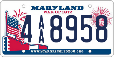 MD license plate 4AA8958