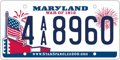 MD license plate 4AA8960