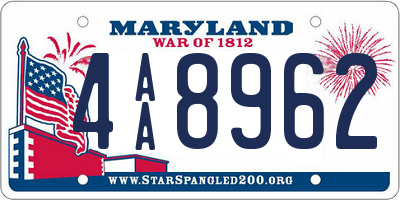 MD license plate 4AA8962