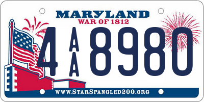 MD license plate 4AA8980