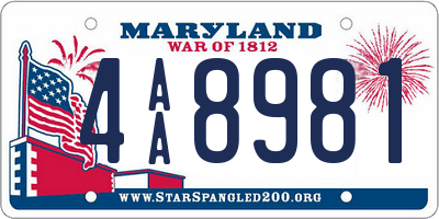 MD license plate 4AA8981