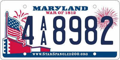 MD license plate 4AA8982