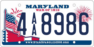 MD license plate 4AA8986