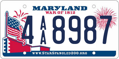 MD license plate 4AA8987