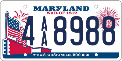 MD license plate 4AA8988