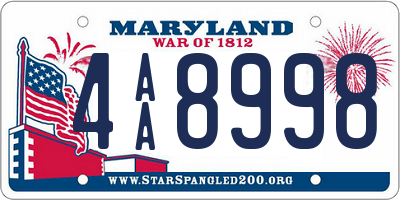 MD license plate 4AA8998