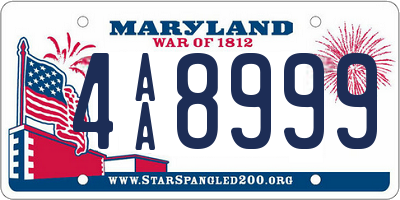 MD license plate 4AA8999