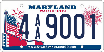 MD license plate 4AA9001