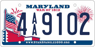 MD license plate 4AA9102