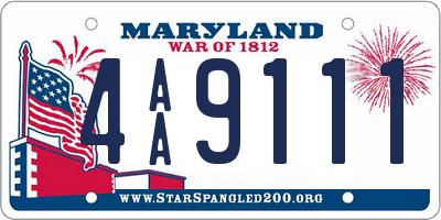 MD license plate 4AA9111