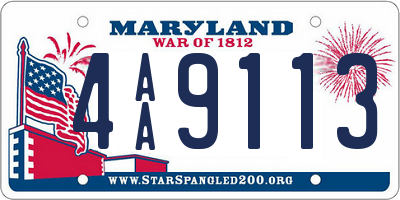 MD license plate 4AA9113