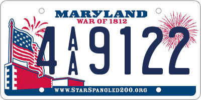 MD license plate 4AA9122