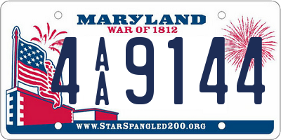 MD license plate 4AA9144