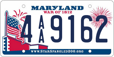 MD license plate 4AA9162