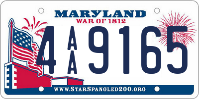 MD license plate 4AA9165