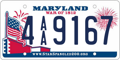 MD license plate 4AA9167