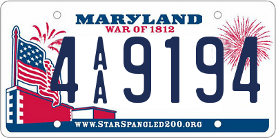 MD license plate 4AA9194