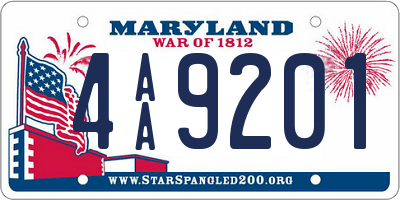 MD license plate 4AA9201